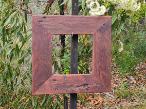 Australian wooden photoframe in recycled redgum, 9cm wide with rustic features hand crafted at WombatFrames