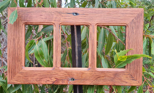 Wood picture frame for 3 photos in Australian recycled timber brown gum made at WombatFrames
