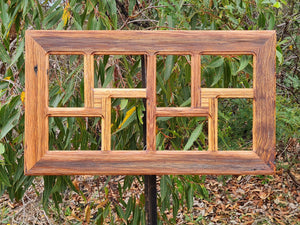 Wooden Multi Photo Collage picture frame for 8 images in Recycled Australian hardwood brown gum made at Wombat Frames