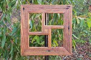 4 Photo Square Multi Opening picture frame in recycled Australian timber brown gum with nail holes