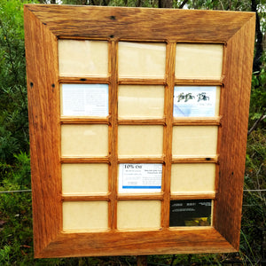 Wooden photo photo frame a multi picture photo frame for 15 photos in rustic recycled australian browngum 
