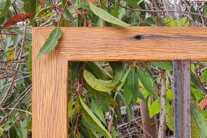 Example of the brown gum timber featuring nail holes for WombatFrames recycled Australian timber single photo frames multi-opening picture frames and mirrors