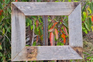 Rustic picture frame using recycled Australian wood, a beachy fence paling look with nail holes 