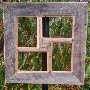 Rustic picture frame in grey weathered beachy fence paling look with nailholes for 4 pictures