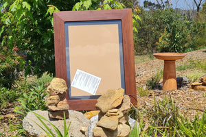 Large picture frame in recycled Australian red gum with charcoal mat made to order at WombatFrames