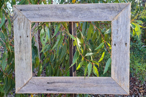 Rustic picture frame using grey weathered beach look perfect for wedding photos, landscape and art