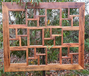 Unique Australian recycled big multi opening picture frame for large photo collection in salvaged brown gum complete with nail holes