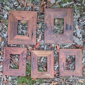 Stunning wooden picture frame selection of hand crafted eco friendly recycled Australian timber picture frames for artworks, post cards, photos, family collage