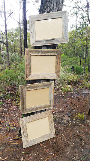 Recycled fence paling photo frames rustic grey weathered look in any size using sustainably sourced Australian recycled timber