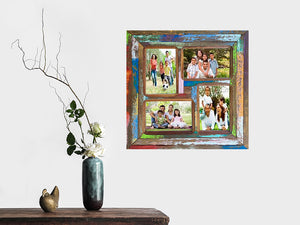 Square multi picture frame for 4 photos using Eco Friendly Recycled Timber