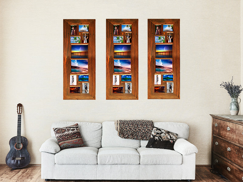 Salvaged Recycled Timber Multi Photo Frame with 10 Opening spaces for