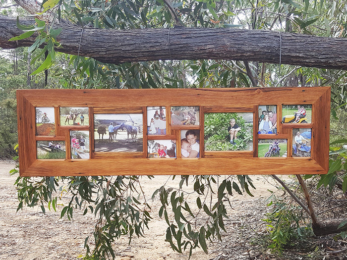 Multi Photo Collage Photo Frame with 14 openings in salvaged Australian rustic wood