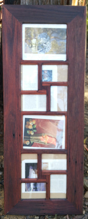 Salvaged Recycled Timber Multi Photo Frame with 10 Opening spaces for pictures