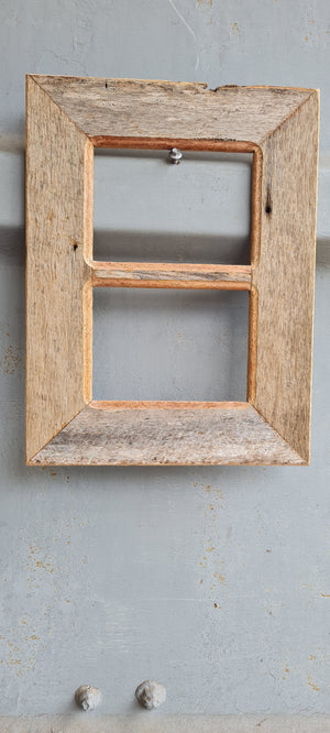 Rustic grey timber picture frame for 2 photos, artworks, award certificates or postcards hand made at WombatFrames in recycled timber