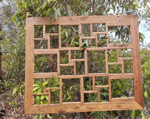 Recycled Timber large multi opening photo frame for hanging on a wall here in Australian recycled brown gum timber