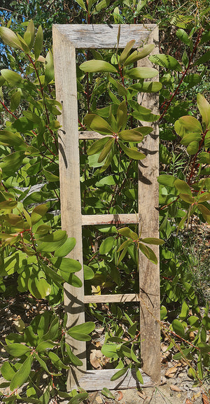 Grey weathered fence paling wooden picture frame for 4 photos or artworks made in Aussie recycled timber with nail holes at WombatFrames