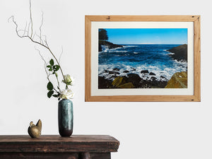 Kiama ocean front photography by Mariah Cula framed in recycled timber custom made frame