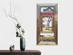 Weathered Rustic Grey Fence look Australian made Recycled Timber 3 opening multi photo collage picture Frame