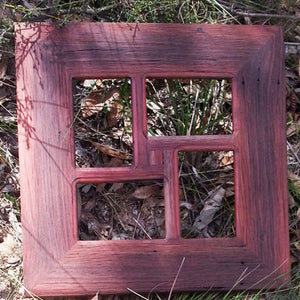 Australian recycled timber 4 photo square multi opening picture frame hand made in red gum, an Australian made eco-friendly gift ides