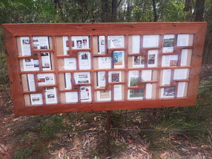 40 opening funky photo collage frame Australian made with Eco Friendly Recycled Timber rustic brown gum