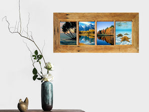 Brown Gum 4 opening funky multi photo frame Australian made with Eco Friendly Recycled Timber