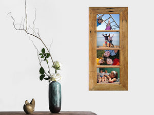 Hand made picture frame for 4 photos, a multi photo collage frame