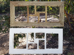6 opening Rustic Recycled Multi Photo Frame and White Picture Frames made with Recycled Timber