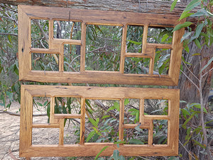 Multi size 9 opening recycled timber photo frames for sustainable living