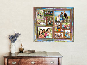 Multi Coloured Multi-opening Recycled Wooden Family Picture Frame