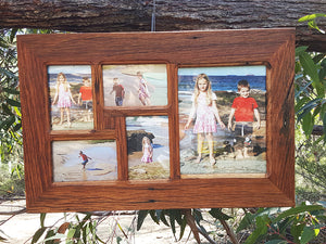 Family photo frame with 4 small and one large space for images Eco Friendly Australian Recycled Timber 