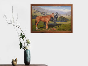 Equine Art Oil Painting in a Wombat Frames Eco Friendly Recycled Timber Picture Frame. Brown Gum