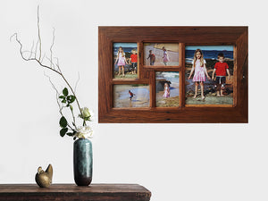 Recycled Timber 5 opening Multi Photo Collage Frame handmade in Australia