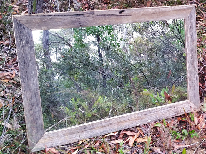 Rustic Feature Mirror size 60x90cms made using Australian Eco Friendly Recycled Timber