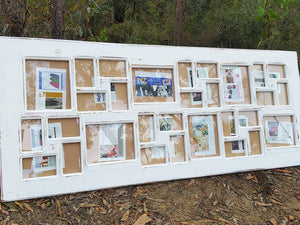 Painted White over Recycled Timber a Large Multi Picture Photo Frame made in Australia