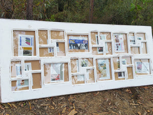 Painted White over Recycled Timber a Large Multi Picture Photo Frame made in Australia