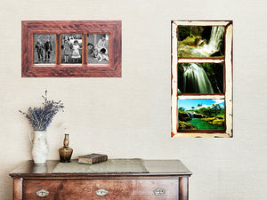 Recycled Timber 3 opening photo frames in Australian Brown Gum and in Vintage White Old Architrave