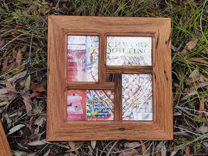 Square multi picture frame for 4 photos in Recycled Eco Friendly Australian Timber, a sustainable life Aussie gift idea