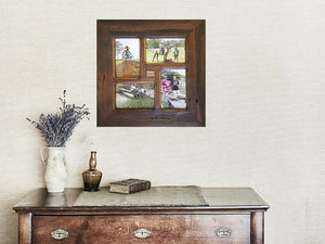 Square picture frame for 4 pictures made in Australian Recyled Timber, a perfect Australian wedding gift idea 