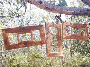 Authentic Repurposed Australian Brown gum  3-opening multi picture frame. 
