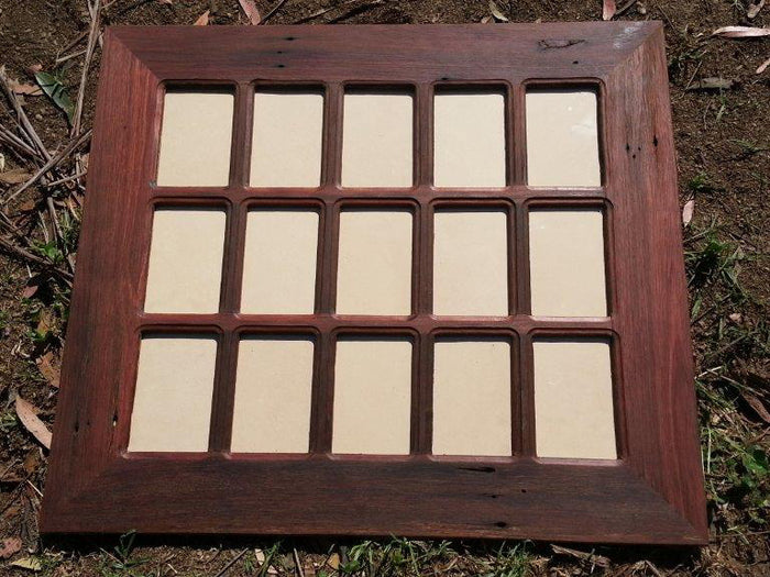 Wooden Photo frame with 15 opening slots hand made in Recycled Australian timbers