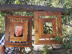 Picture frame manufacturer Wombat Frames handcrafts unique rustic Recycled Timber Frames
