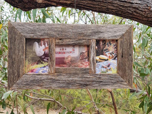 Rustic Raw Weathered Grey 3 photo opening Picture Frame hand made in Australia