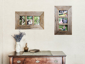 Rustic wooden picture frames with 3 photo inserts made at WombatFrames