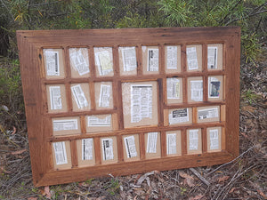 Custom picture frames for large photo collage in medium brown gum Australian Recycled Timber