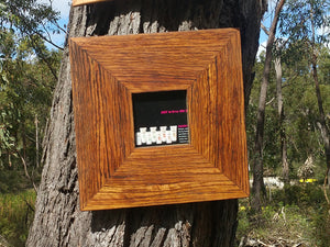 Square wooden picture frame 9 cms wide in many sizes and different recycled timbers at WombatFrames