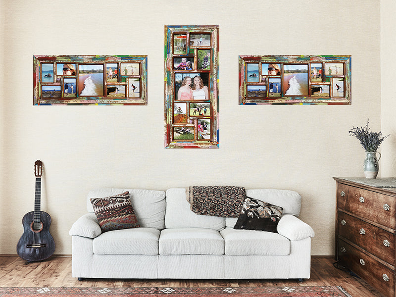 Recycled Timber Multi Picture Photo Frame with 8 normal and 1 enlargem