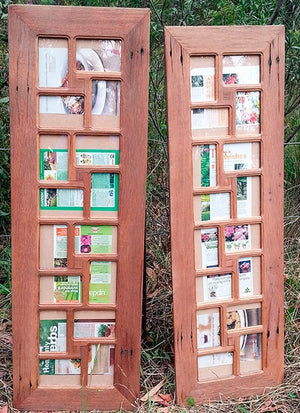 Salvaged Wooden Family Photo Frame with 16 Multiple Photo Openings hand made in Australia