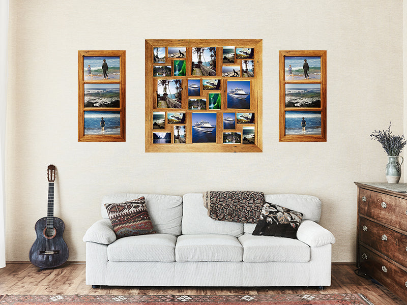 Long Multi Frame Large Square Timber Multi Photo Frame for 24 photographs made in Austr