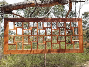 Eco friendly picture frame for 40 pictures, hangs horizontally or vertically in stunning Australian recycled hardwood