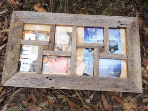 Weathered Rustic Grey Fence look Australian made Recycled Timber 8 opening multi photo collage picture Frame